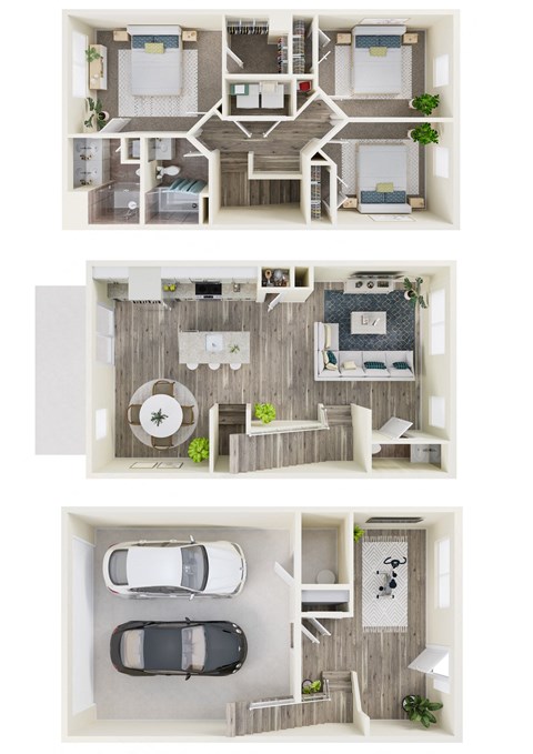 Floor plan for 3 beds, 2.5 baths, 1688 sqft